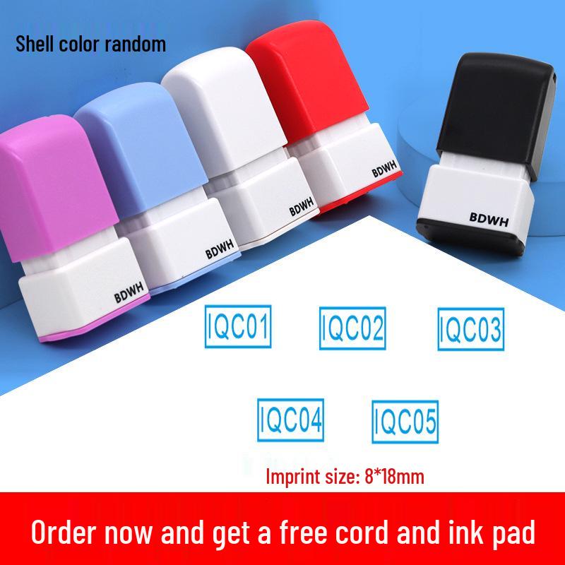 Medium QC Stamp: Auto-Inking, Employee & Pass Numbering, Inspection Approved.