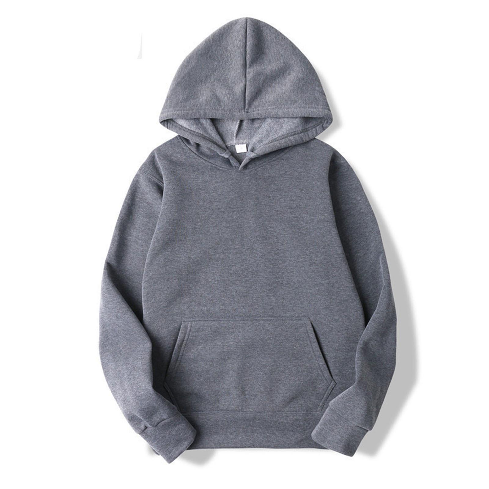 Yeahdor Heren effen trui met capuchon, casual sweatshirt met capuchon, klassieke tops met lange mouwen 3XL donkergrijze kleur