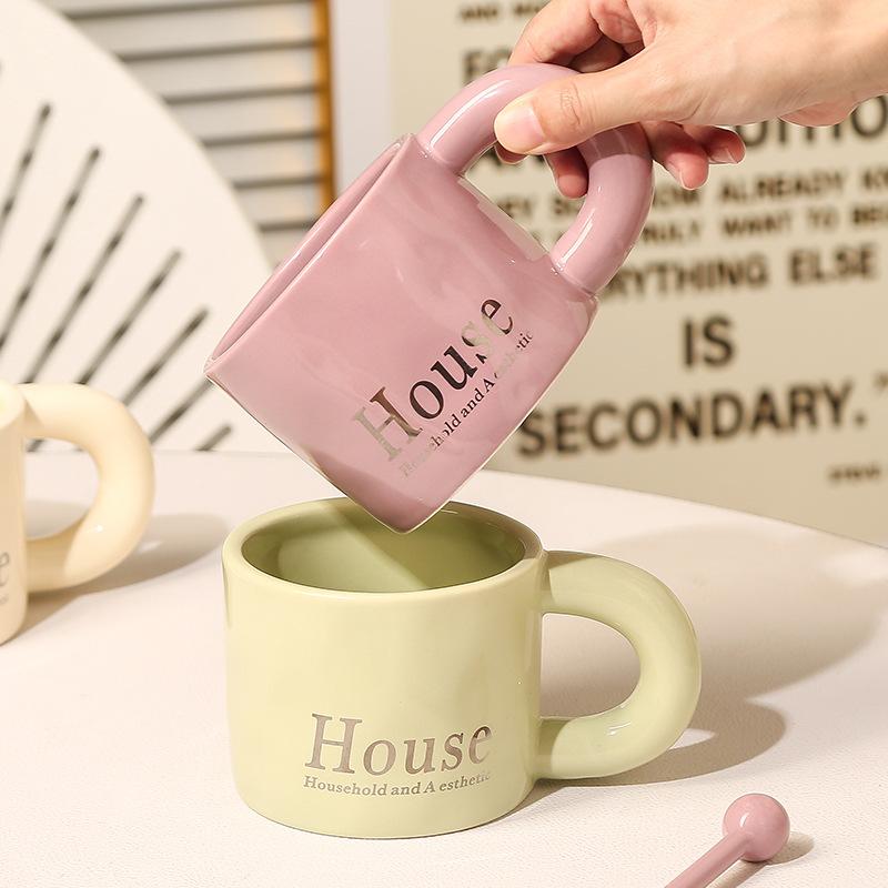 Simple Mug High Value Ceramic Water Cup Milk Cup Office Men's High End Exquisite Coffee Cup for Girls