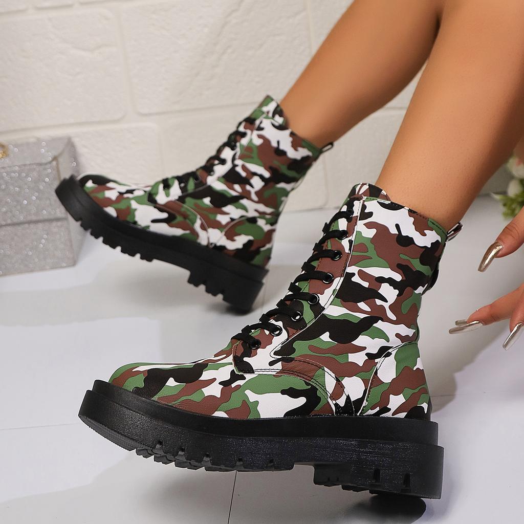 Autumn and winter new women's boots large size casual short boots leopard print splicing women's boots