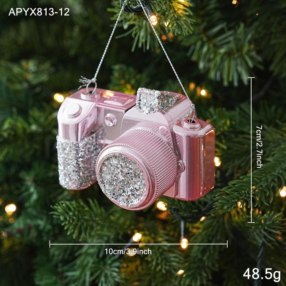 Glitter Accent Plastic Hanging Pendant Plastic Holiday Tree Decoration Christmas Tree Decor