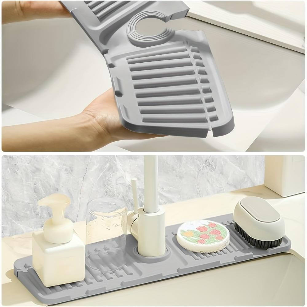 Silicone Faucet Mat For Kitchen Sink 5° Sink Splash Guard Mat Slope Faucets Drain Drying Pad Sink Splash Bathroom Accessories