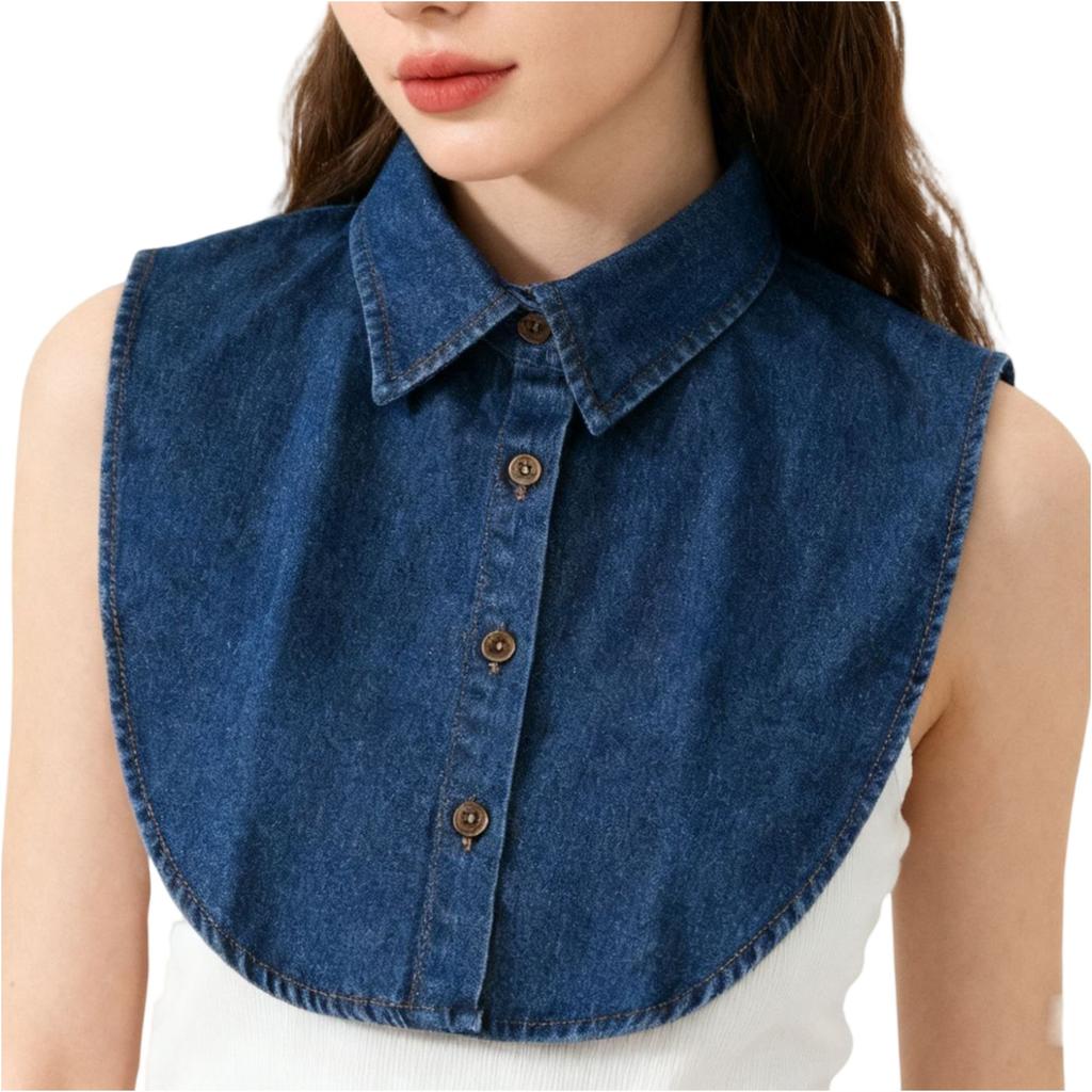 Detachable Denim Fake Collar for Women Button Down Half Shirt Blouse Mock Collar Removable Shirt Collar Accessory