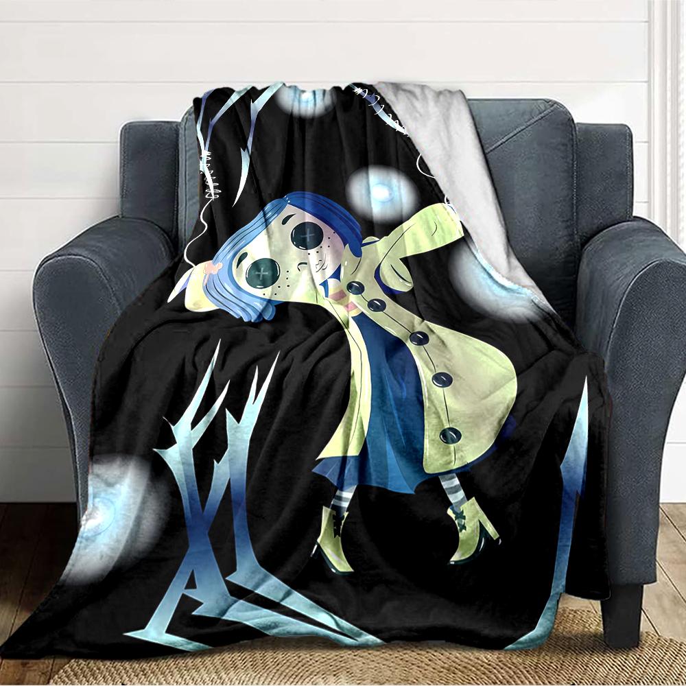 1pc Coraline (5) Blanket, Gift, for Men and Women, Soft Blanket, Good for Sofa Bed Couch Travel, Lightweight Flannel Blanket