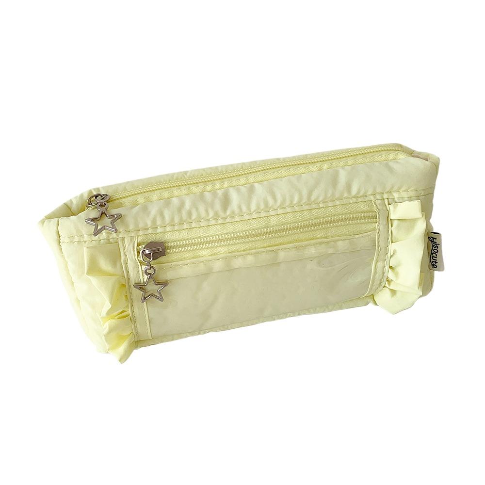 Ruffled Edge Ruffled Pencil Case Star Zipper Pencil Pouch Korean Ruffled Stationery Bag Office