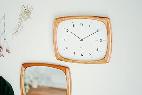 Interform Nifer CL-3355LB Brown Wood Square Radio-Controlled Wall Clock, 33cm Wide X 26cm High X 5cm Deep