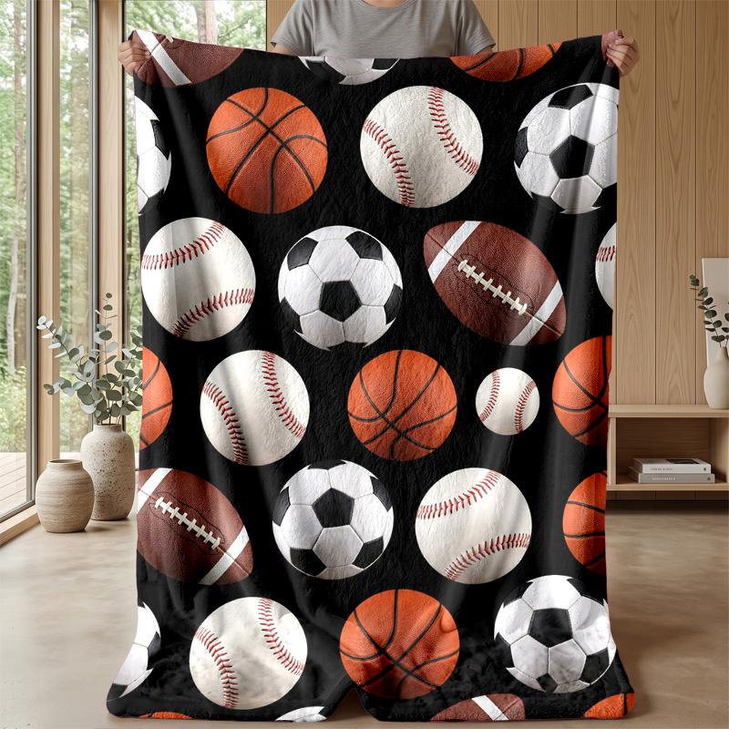 Sports Ball Pattern 2 Theme Blanket Lightweight Warm Flannel Blanket Decorative Throw Blanket for Home Decoration