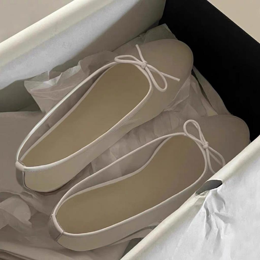 Korean Bow Leather Mesh Sandals Women's Breathable Sandals Soft-soled Ballet Mary Jane Single Shoes