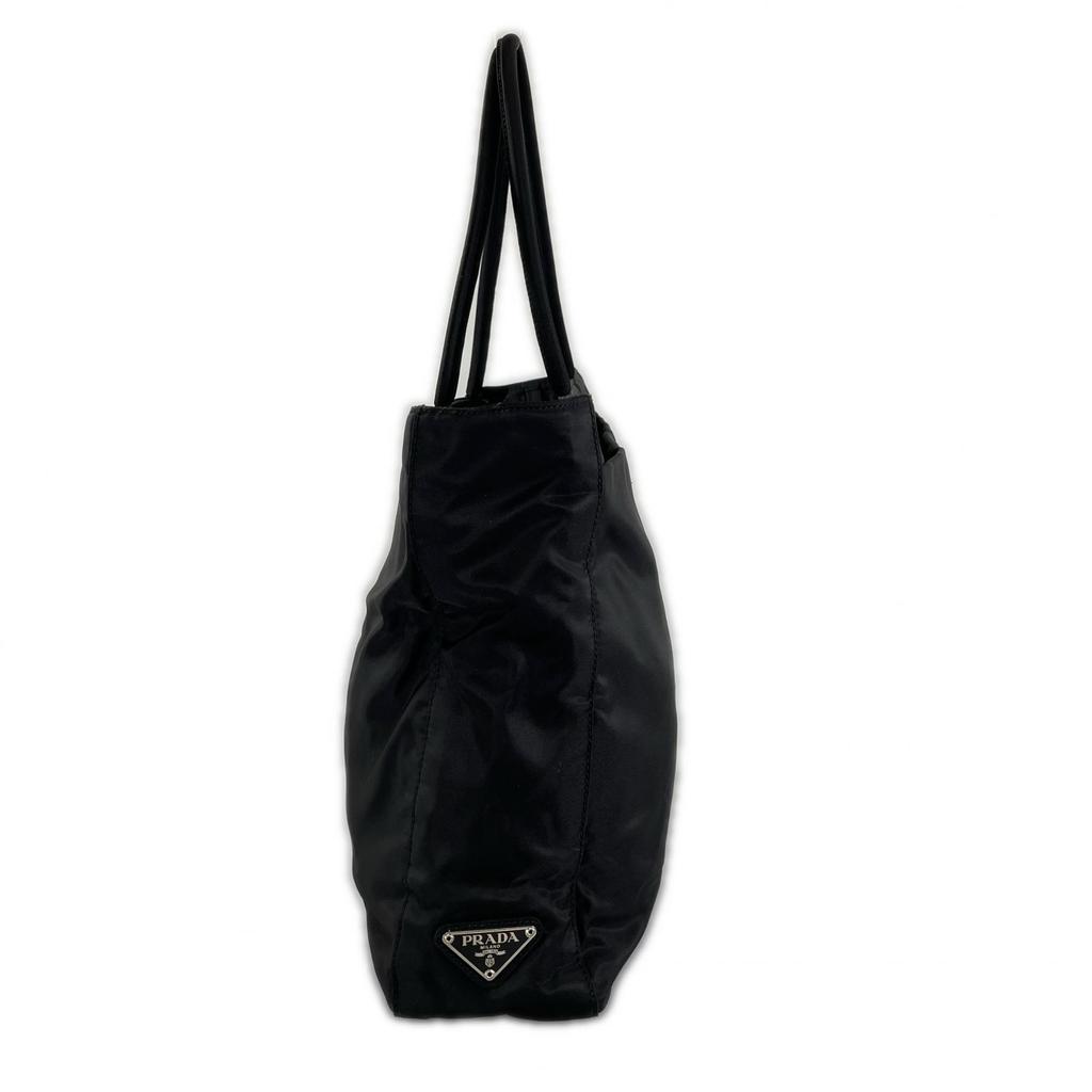 PRADA Triangle logo Tote Bag black Women used
