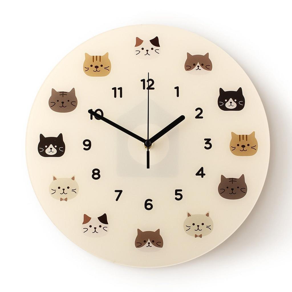 Cute Cartoon Cat Clock Penny Silent Quartz Wall Clock Home Punch-Free Simple Creative Living Room