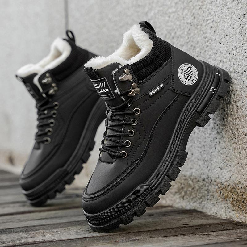 Men's Casual Winter Slip-resistant Fashion High Top Work Shoes Plus Size Outdoor Comfort Shoe Wear-resistant Thicken Cotton Shoe