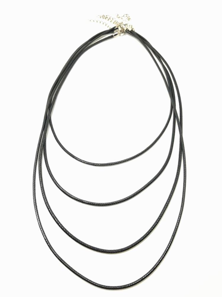 Koreański naszyjnik z woskowanej nici z zapięciem typu homar - czarny skórzany wisior na sznurku do biżuterii DIY i łańcuszków na swetry