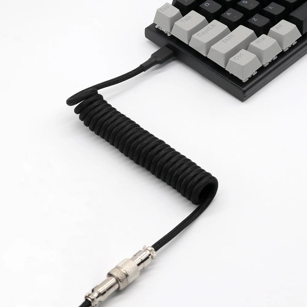 Mechanical Keyboard Aviation Plug Coil USB Type-C Cable Metal Pilot Connector Game GX16 USB Keyboard Cable Keyboard Accessories