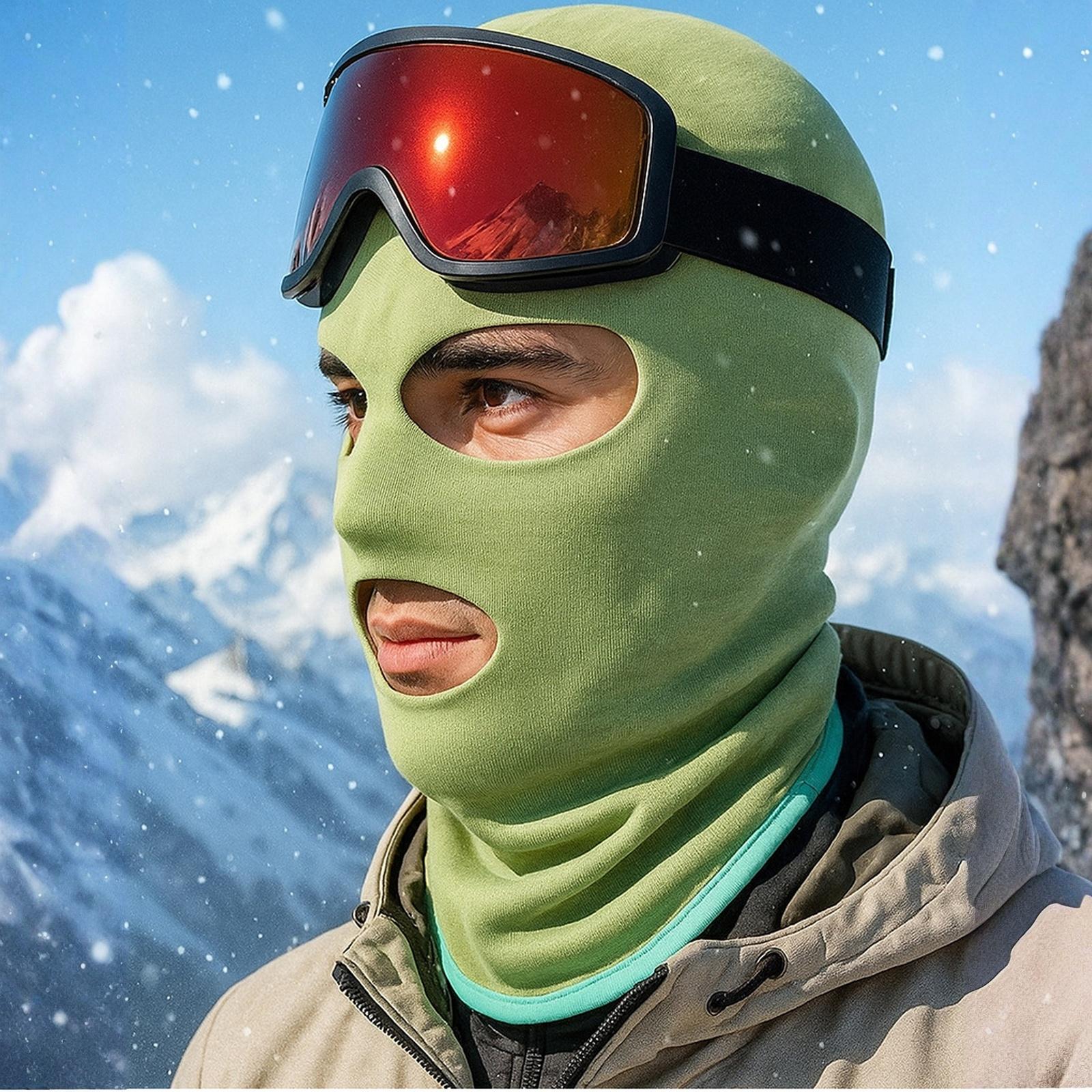 Winter Windproof Balaclava Full Face Mask Three Hole Design Soft Thermal Fleece Motorcycle Riding Headwear Protective Cover one size