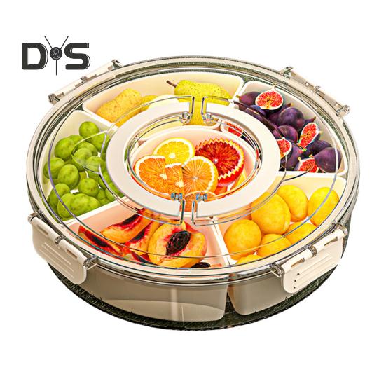 

Вращающаяся тарелка для фруктов, снэк-спиннер с 6 отделениями, пищевой контейнер для пикников, пляжей, вечеринок, путешествий, детский контейнер для закусок, органайзер для фруктов белый