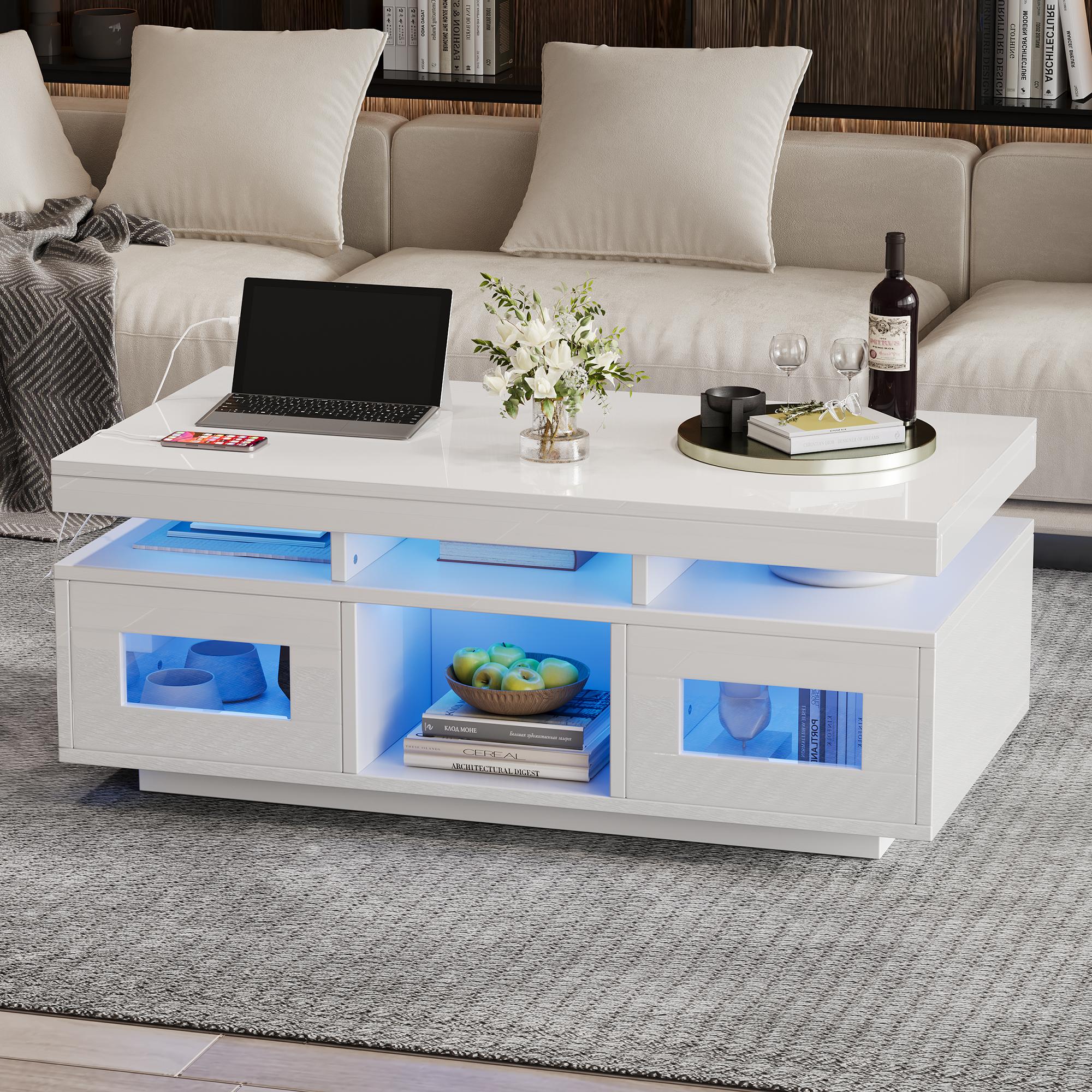 High-gloss coffee table with LED lights