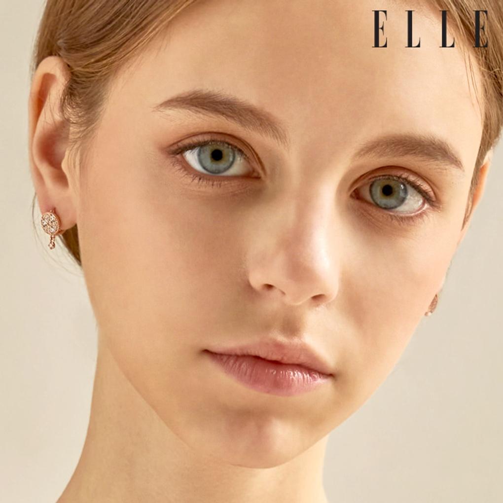 14K Cubic Drop Round One-Touch Earrings (Gold Pin) ELGPEE402