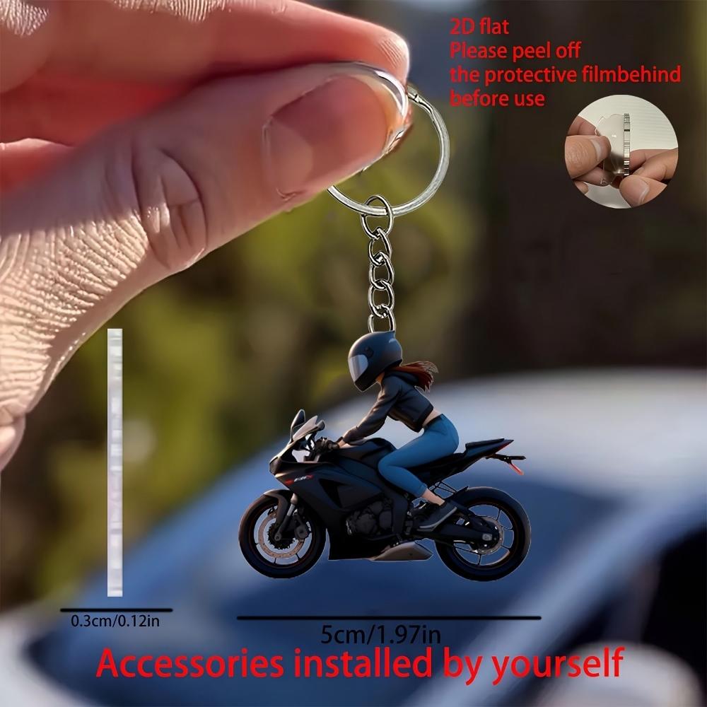 

Новый акриловый 2D плоский персонализированный кулон для автомобиля с мотоциклистом-внедорожником, кулон-брелок для школьного рюкзака Ducati