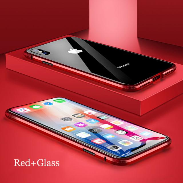 Magnetische Metall Doppelseitige Gehärtetes Glas Hülle 360 Grad Schutz Für iPhone 15 14 13 12 11 Pro MAX XR XS 8 7 Plus SE
