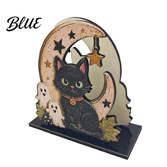 Halloween Themed Table Decor Wood Napkin Holder Vintage Rustic Dispenser Organizer Spooky Ghost Black Cat Kitchen Organizer Boo Tissue Stand