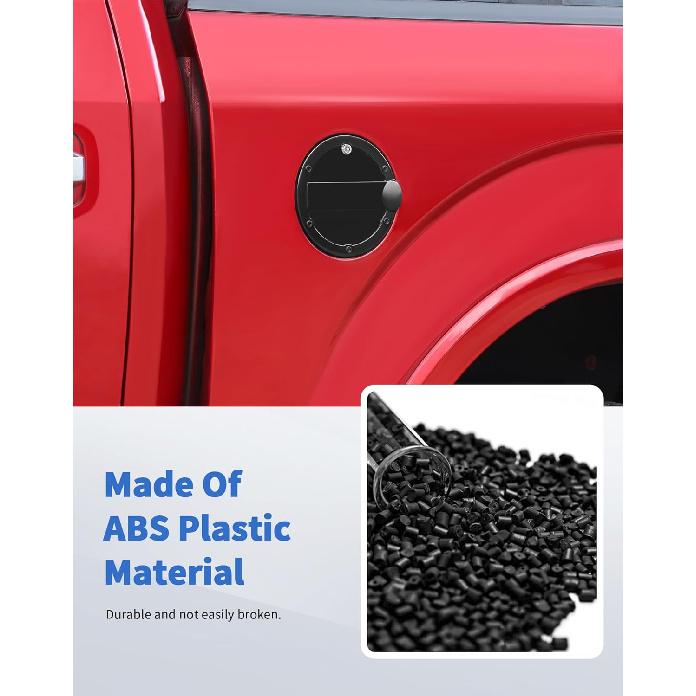 Fit For 2015- Ford F-150 Locking Fuel Gas Filler Tank Door Cap Cover With Keys, Gas Tank Cap Fuel Filler Door Cover Trim Exterior Accessories, Black
