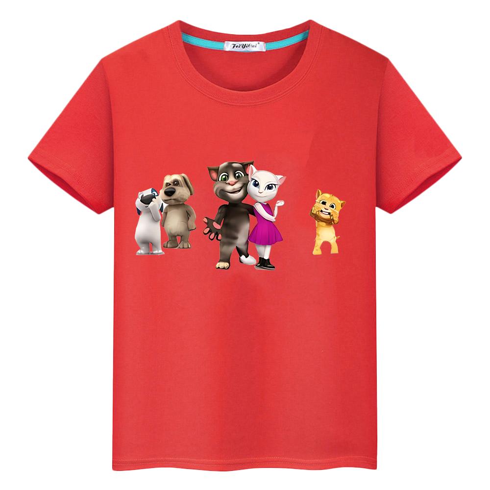 T-Shirt für Jungen (10 Jahre) mit sprechendem Tom-Katzenmotiv, 100 % Baumwolle, Anime-Stil, Pride-T-Shirt, Kawaii-Top, kurzes Y2K-Weihnachts-T-Shirt für Mädchen