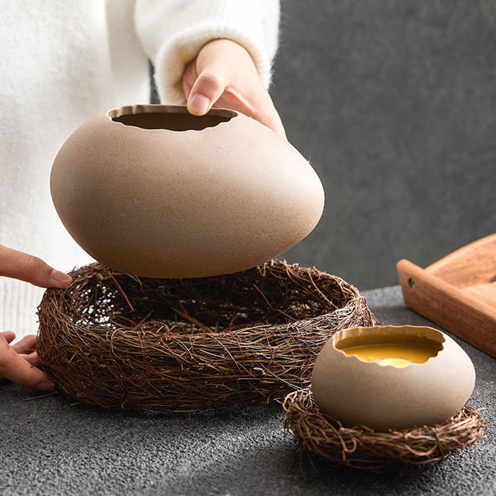 Modellatura a Guscio d'Uovo Ciotola per Uova al Vapore Ciotola da Dessert Ciotola in Ceramica a Forma di Uovo di Struzzo per Yogurt Stoviglie Speciali per Ristorante