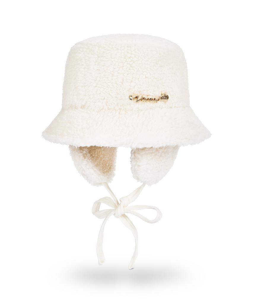 Bajal Safety Fin Sherpa Fur Flap Bucket Hat Ivory