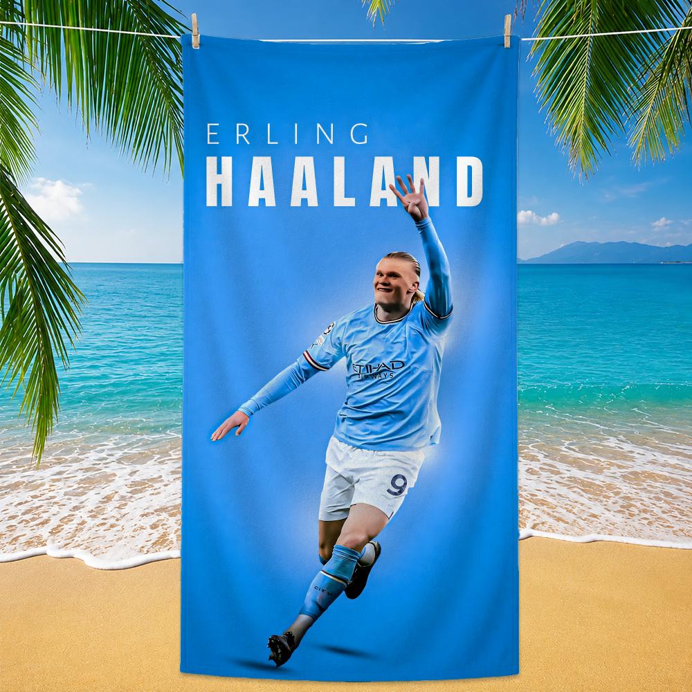 Football Player Erling Haaland Towel Beach Towel Quick Dry Sand Free Bath Towel for Summer Pool Travel Vacation