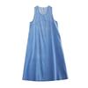 Plus Size Sleeveless Denim Vest Dress - Sweet, Casual, Blue Long Dress for Women