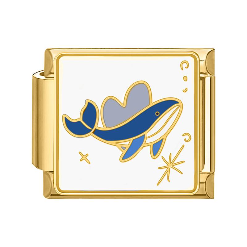 Cute Cats Heart Planet Whale Flowers Gold Color Italian Charm Links Fit 9mm Stainless Steel Bracelet Women Jewelry DIY Making