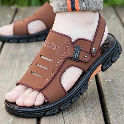 Sandals Men's Leather Soft-soled Outdoor Casual Beach Shoes Non-slip Dual-purpose Cool Slippers