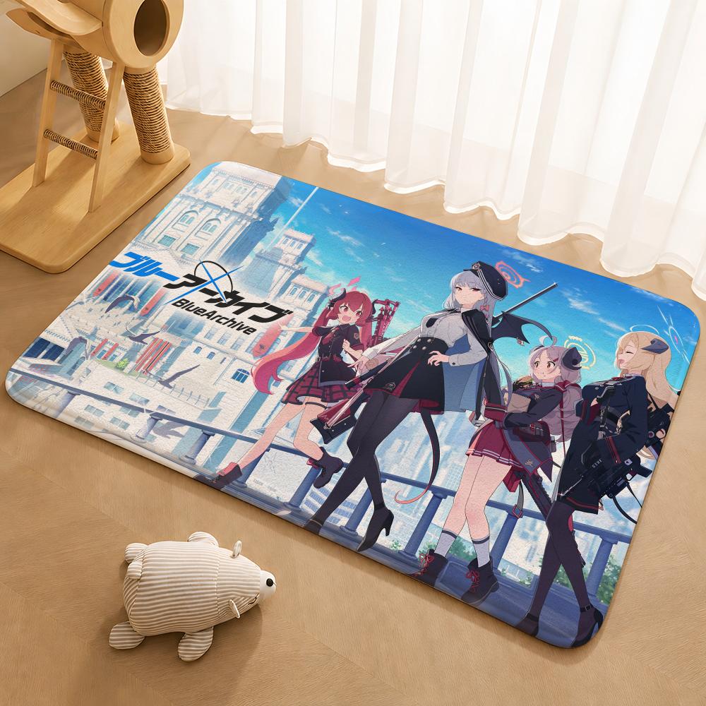 Anime B-Blue Archive Tsukatsuki Rio Floor Mat Floor Mat Soft Flannel Non-Slip Door Rug for Living Room