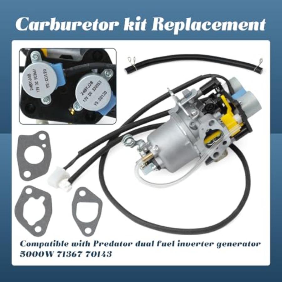 Huayi OEM Carburetor Compatible with Predator 5000 Watts Dual Fuel Inverter Generator 71367 70143 Carb Replacement with Gaskets