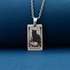 Stainless Steel Cat Tarot Card Necklace for Men Women Animal Divination Jewelry Accessory