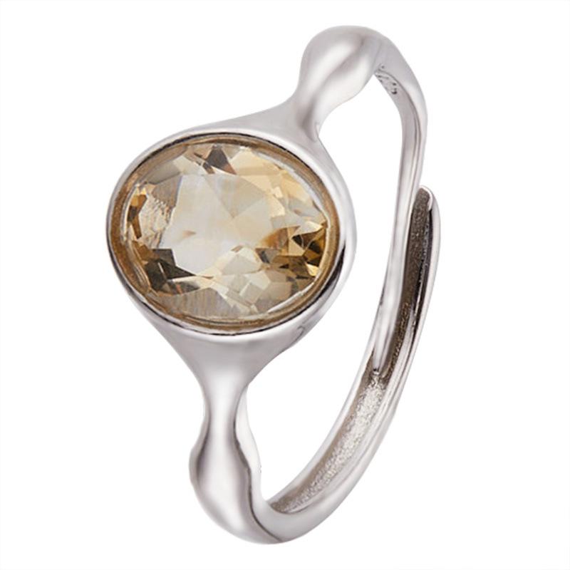 Minimalistischer Mode S925 Sterling Silber Inlay Topas Opal Granat Natürliche Farbe Schatzring Damen Zeigefingerring