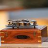 10.16 cm Custom Engraved Compass with Wooden Box, Gilbert Sons London Brass Sundial Compass, Anniversary Gift, Gift for him