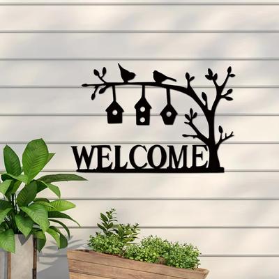 1 szt. Witamy Metalowy Znak Stylowy Zewnętrzny Znak Domowy, Idealny do Wejścia, Idealny Prezent Na Dzień Matki, Elegancki Metalowy Dekor do Domu
