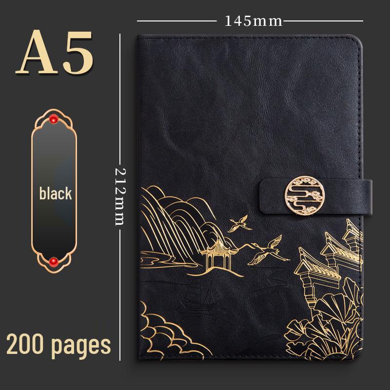 A5 Chinese Style Leather Business Notebook Gift Set