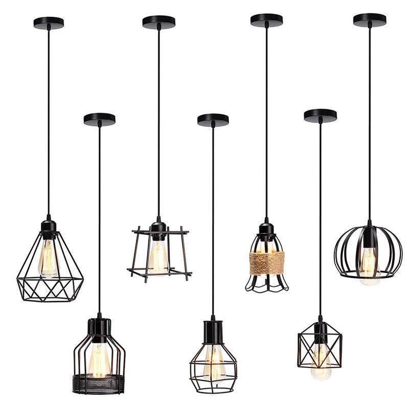 Chandelier Simple Fashion Retro Indoor Industrial Wind Bar Small Iron Lamps Cage