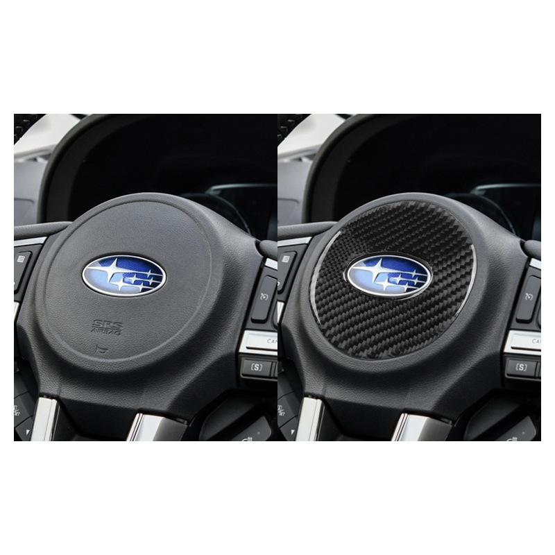 for  to 13-18 Subaru Forester Carbon Fiber Steering Wheel Logo Decorative Sticker Car Interior Modification Accessories