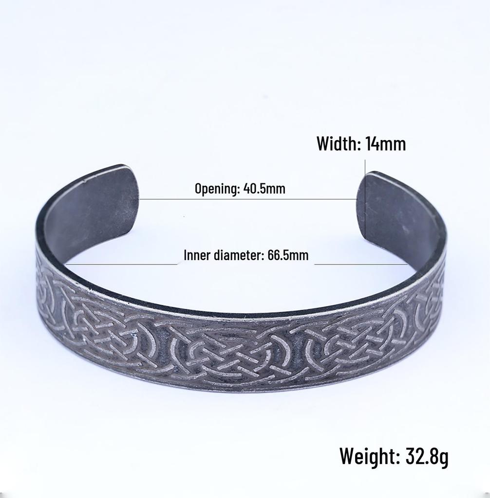 Stainless Steel Viking Runes Celtic Bracelet with Knot Pattern - Retro and Trendy Ornament