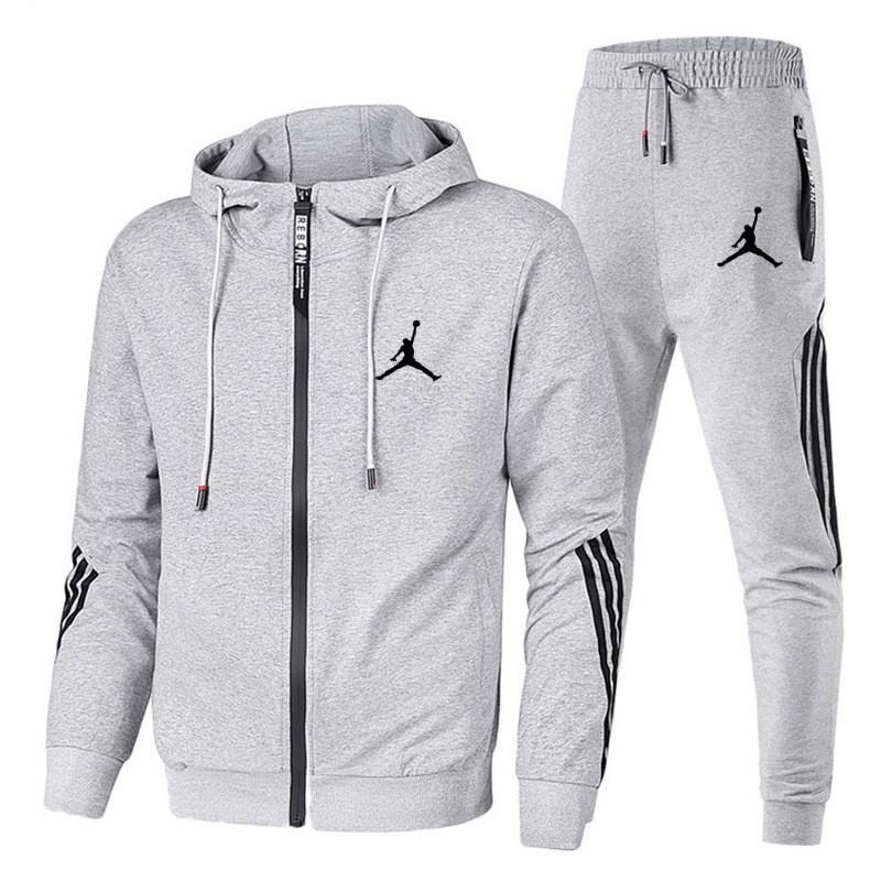 Mens Slim Fit Hooded Sweatshirt Jogger Pants Set Casual Sportswear Outfit