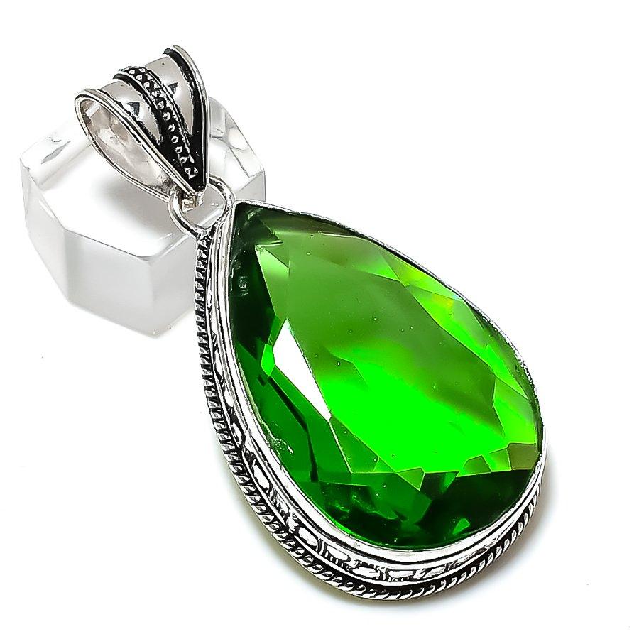 Peridot Gemstone Handmade 925 Sterling Silver Gift Jewelry Pendant 2.21" Z6B29