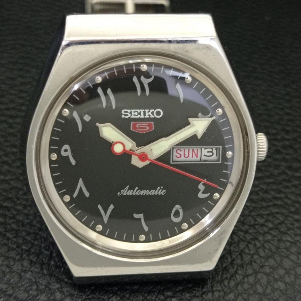 Seiko 5 AUTOMATIC VINTAGE 6309A JAPAN MENS ARABIC BLACK DIAL WATCH A702669-1 R209-a702669