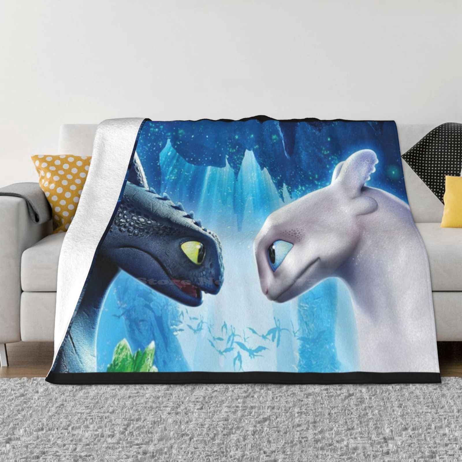 Cute Dragons Low Price New Print Novelty Fashion Soft Warm Blanket Dragons Facemask Light Fury Kids 30x40in