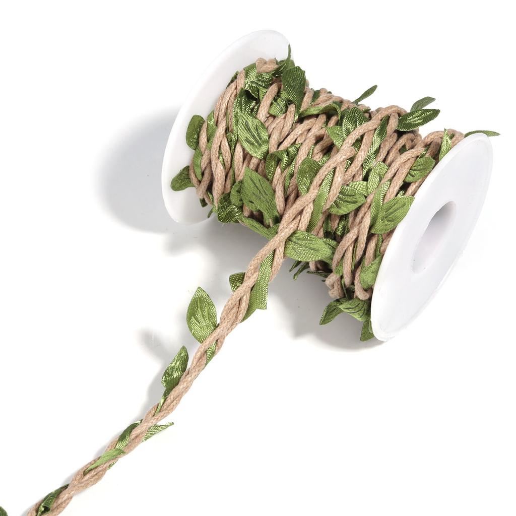 5Yards/Roll Artificial Vine Leaves Weaving Hemp Rope Simulation Green Leaves For Home Wedding Party Gift Bouquet Wrap Decoration