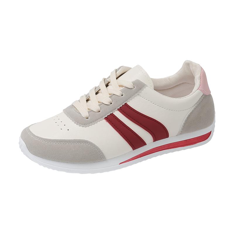 New Women Casual Walking Shoes Flat Lace Up Leather Flat-Bottomed Female Sneakers Vulcanized Shoes Plus Size 42