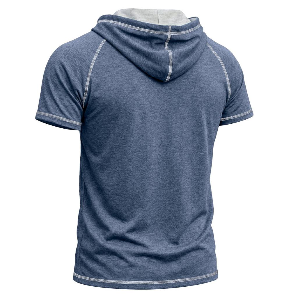 Men’s Shirts Short Sleeves Hooded T-shirts Fitness Tops Summer Casual Wear Pullover Hoodie