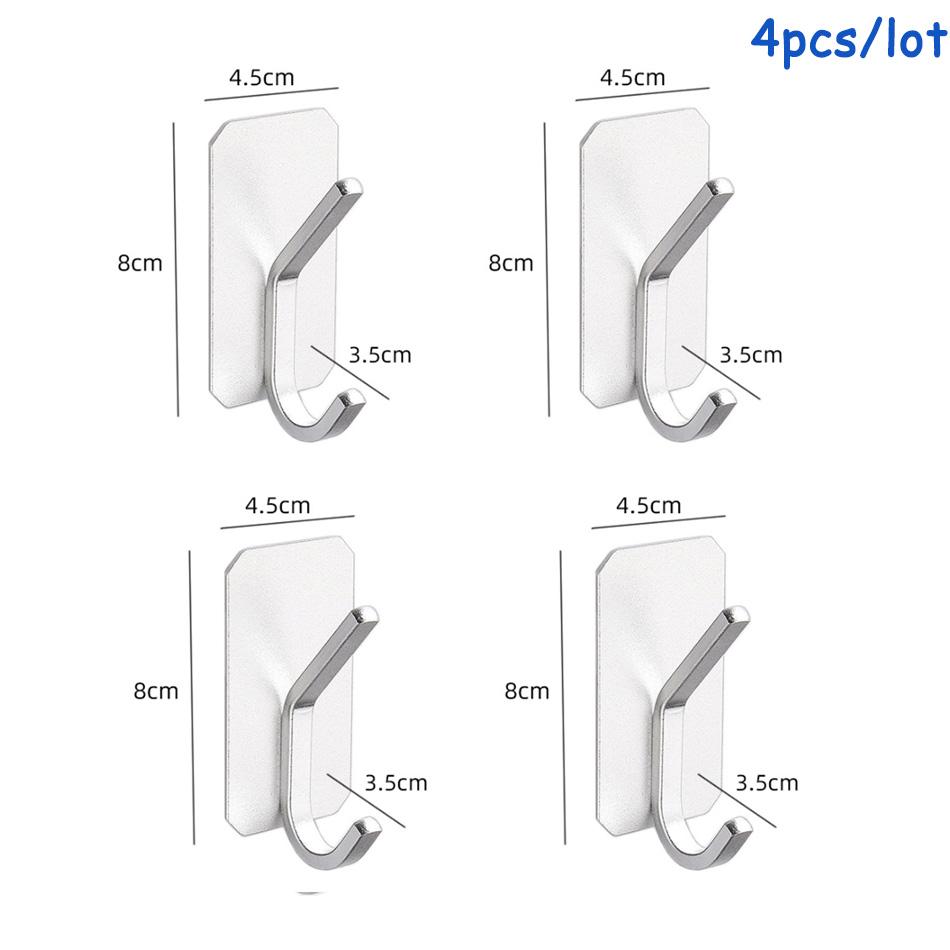 4pcs/Lot Wall Hook Adhesive Matte Gold Black Sliver Kitchen Bathroom Towel Key Robe Door Hooks Storage Hanger Holder Aluminum